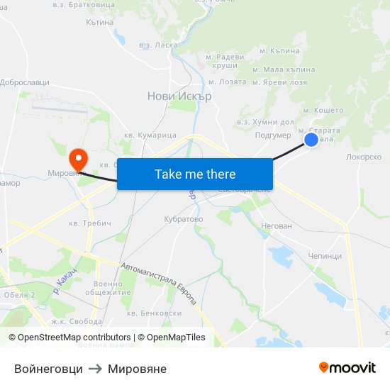 Войнеговци to Мировяне map