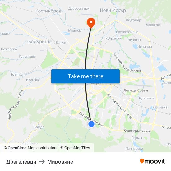 Драгалевци to Мировяне map