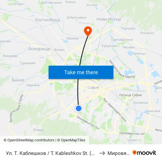 Ул. Т. Каблешков / T. Kableshkov St. (2213) to Мировяне map