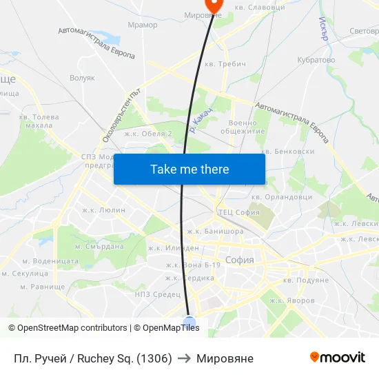 Пл. Ручей / Ruchey Sq. (1306) to Мировяне map