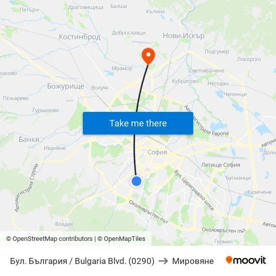 Бул. България / Bulgaria Blvd. (0290) to Мировяне map