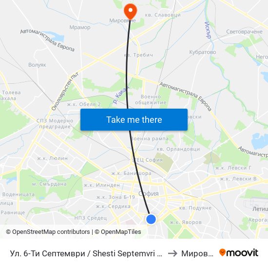 Ул. 6-Ти Септември / Shesti Septemvri St. (1806) to Мировяне map