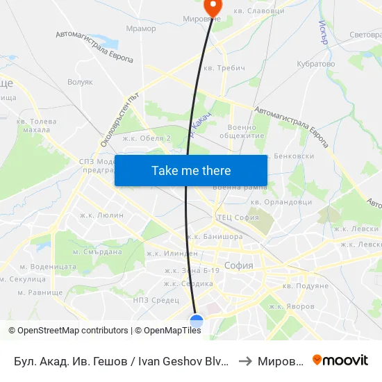 Ⓜ️ Бул. Акад. Ив. Гешов / Ivan Geshov Blvd. (2804) to Мировяне map