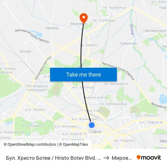 Бул. Христо Ботев / Hristo Botev Blvd. (0385) to Мировяне map