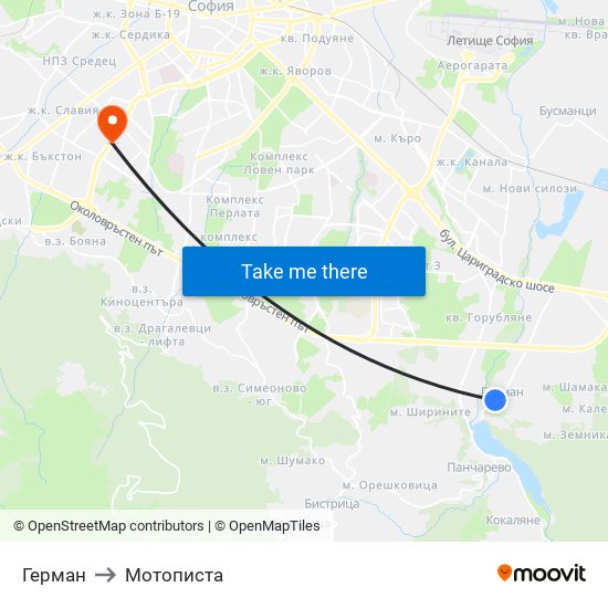 Герман to Мотописта map