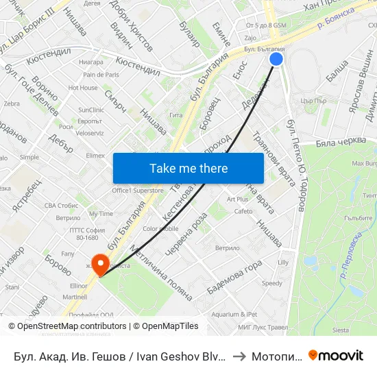 Ⓜ️ Бул. Акад. Ив. Гешов / Ivan Geshov Blvd. (0270) to Мотописта map