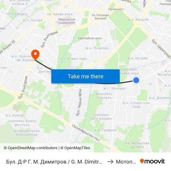 Бул. Д-Р Г. М. Димитров / G. M. Dimitrov Blvd. (0317) to Мотописта map