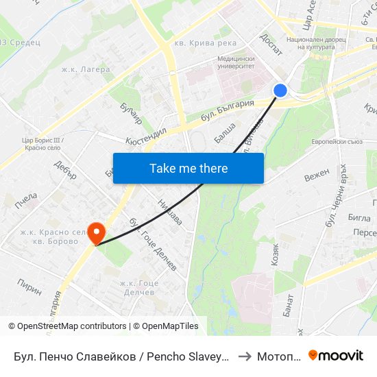 Бул. Пенчо Славейков / Pencho Slaveykov Blvd. (0356) to Мотописта map