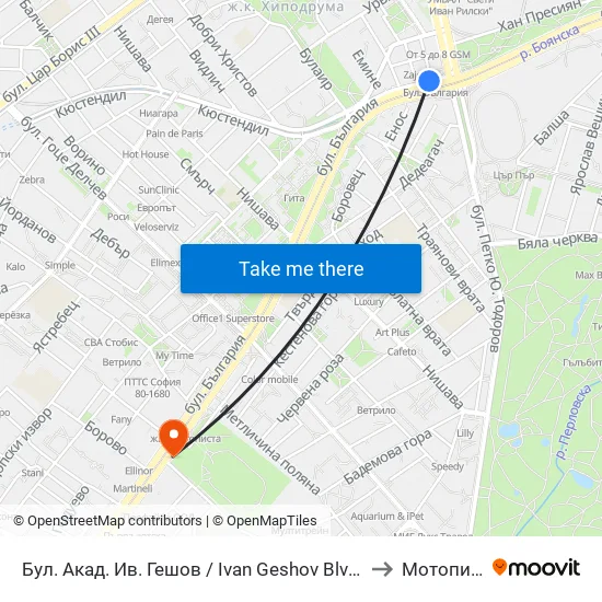 Ⓜ️ Бул. Акад. Ив. Гешов / Ivan Geshov Blvd. (2804) to Мотописта map
