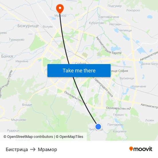 Бистрица to Мрамор map