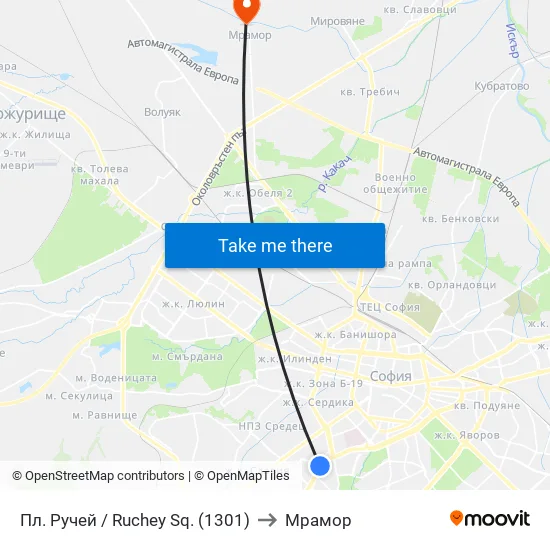 Пл. Ручей / Ruchey Sq. (1301) to Мрамор map