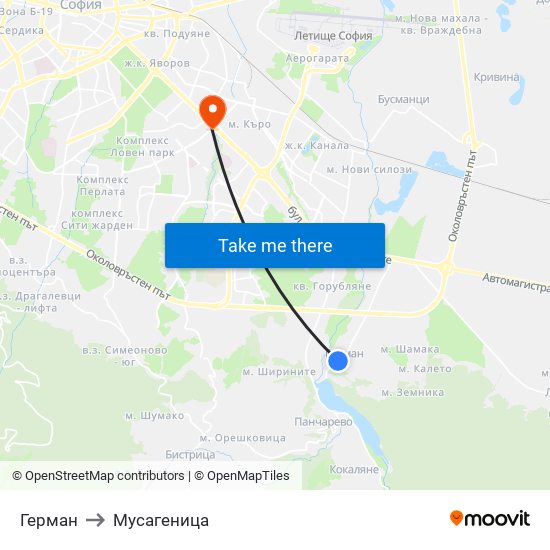 Герман to Мусагеница map