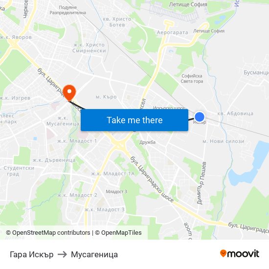 Гара Искър to Мусагеница map
