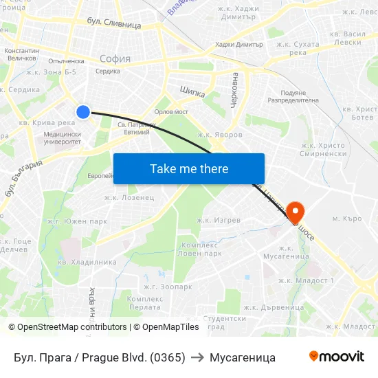 Бул. Прага / Prague Blvd. (0365) to Мусагеница map