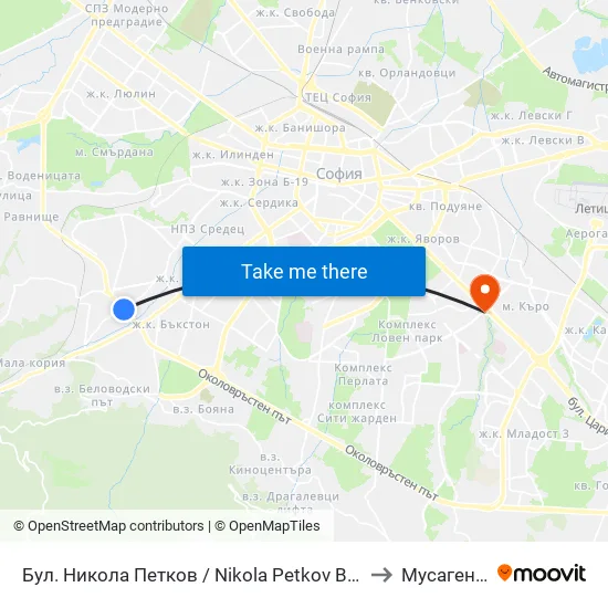 Бул. Никола Петков / Nikola Petkov Blvd. (0350) to Мусагеница map