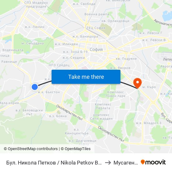 Бул. Никола Петков / Nikola Petkov Blvd. (0347) to Мусагеница map