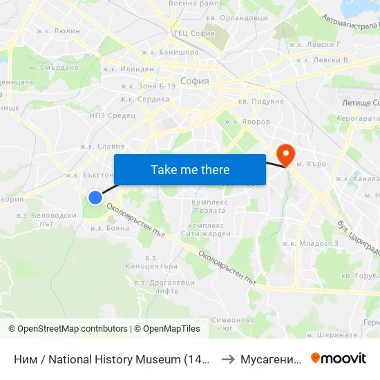 🎨 Ним / National History Museum (1464) to Мусагеница map
