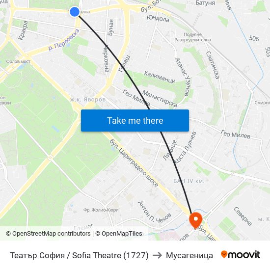 Театър София / Sofia Theatre (1727) to Мусагеница map