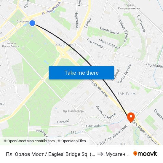 Пл. Орлов Мост / Eagles' Bridge Sq. (1287) to Мусагеница map