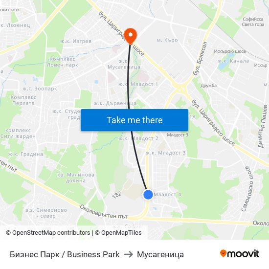 Бизнес Парк / Business Park to Мусагеница map