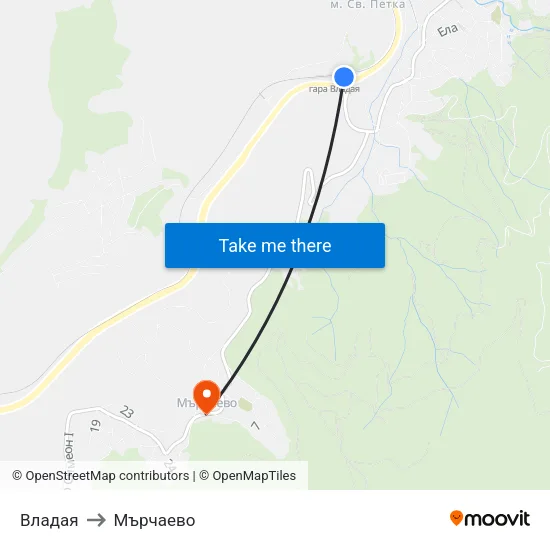 Владая to Мърчаево map