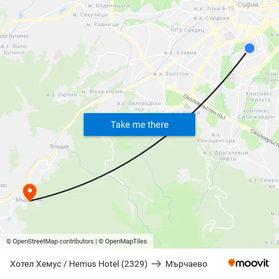 Ⓜ️ Хотел Хемус / Hemus Hotel (2329) to Мърчаево map