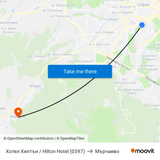 Хотел Хилтън / Hilton Hotel (0397) to Мърчаево map