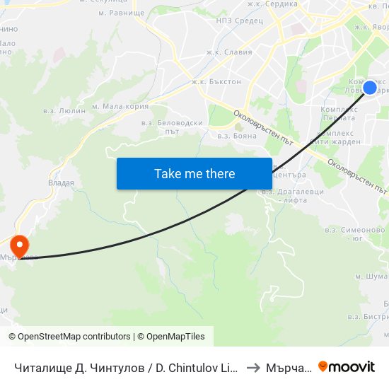 Читалище Д. Чинтулов / D. Chintulov Library (2366) to Мърчаево map