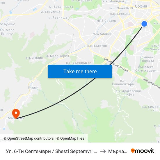 Ул. 6-Ти Септември / Shesti Septemvri St. (1807) to Мърчаево map