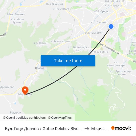 Бул. Гоце Делчев / Gotse Delchev Blvd. (0308) to Мърчаево map