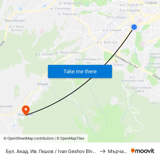 Бул. Акад. Ив. Гешов / Ivan Geshov Blvd. (0270) to Мърчаево map