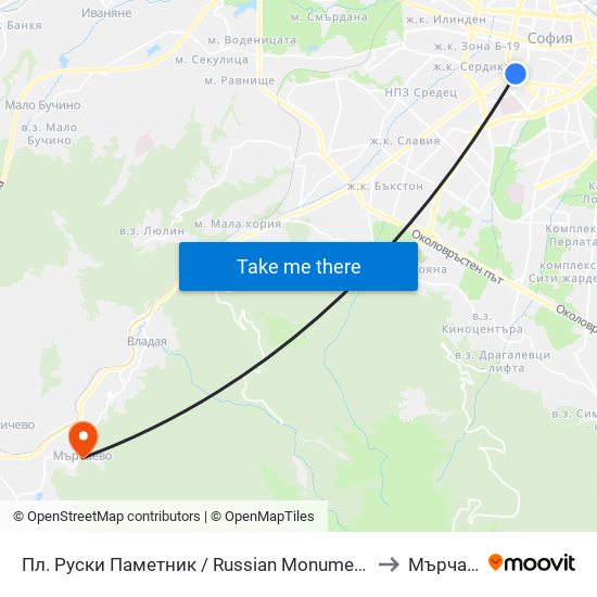 Пл. Руски Паметник / Russian Monument Sq. (1296) to Мърчаево map