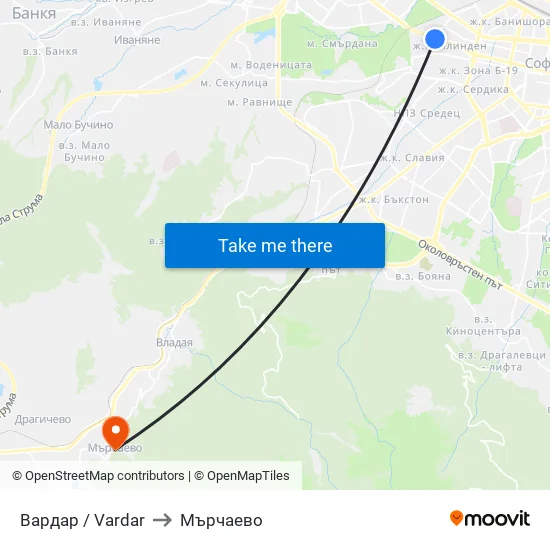 Вардар / Vardar to Мърчаево map