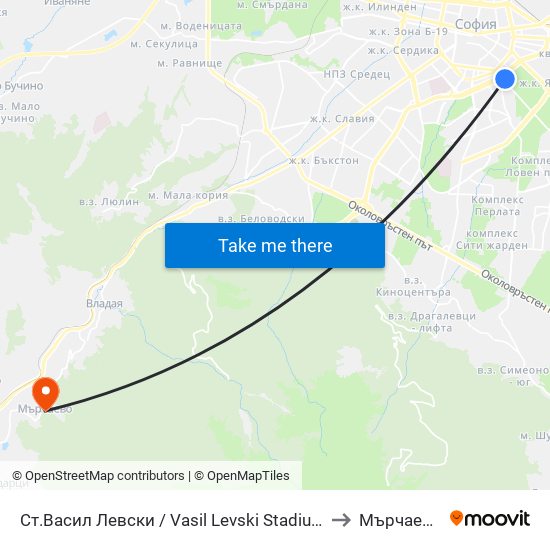 Ст.Васил Левски / Vasil Levski Stadium to Мърчаево map