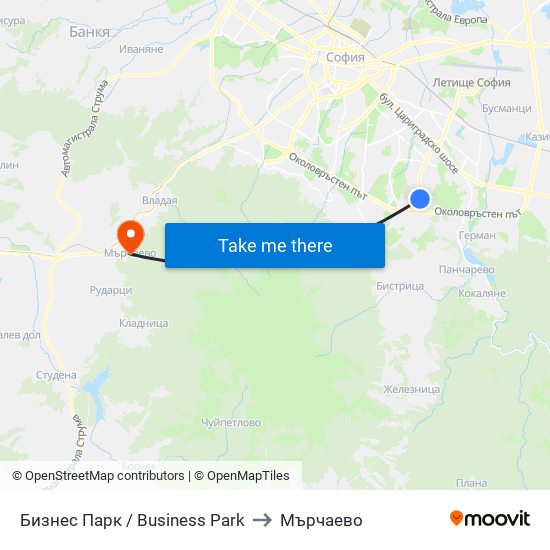 Бизнес Парк / Business Park to Мърчаево map