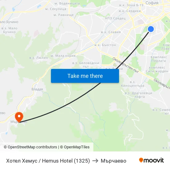 Ⓜ️ Хотел Хемус / Hemus Hotel (1325) to Мърчаево map