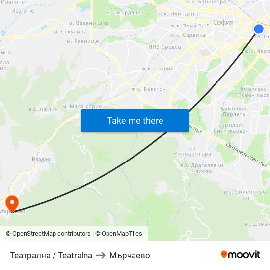 Театрална / Teatralna to Мърчаево map