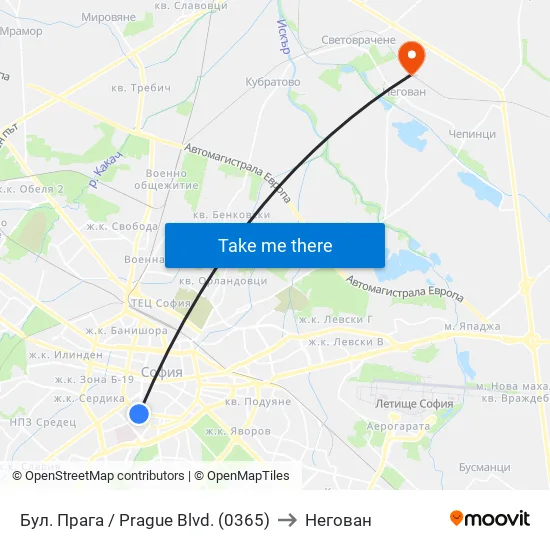Бул. Прага / Prague Blvd. (0365) to Негован map