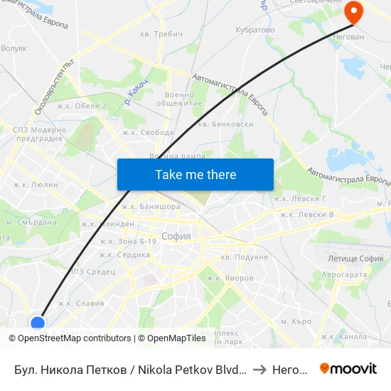 Бул. Никола Петков / Nikola Petkov Blvd. (0350) to Негован map