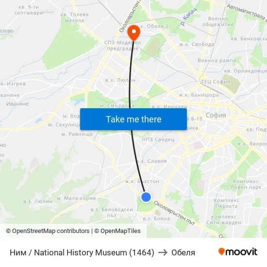 🎨 Ним / National History Museum (1464) to Обеля map