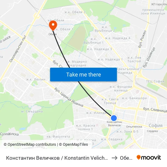 Константин Величков / Konstantin Velichkov to Обеля map