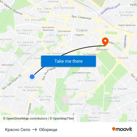 Красно Село to Оборище map