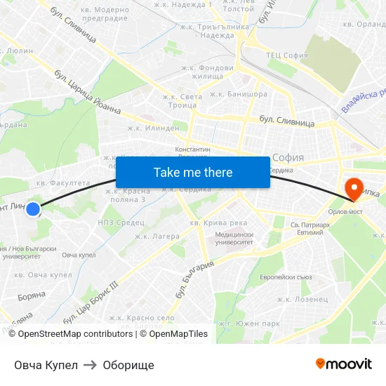 Овча Купел to Оборище map
