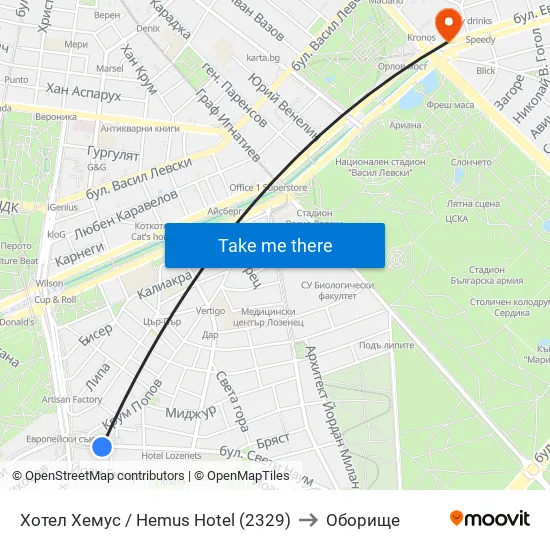 Ⓜ️ Хотел Хемус / Hemus Hotel (2329) to Оборище map