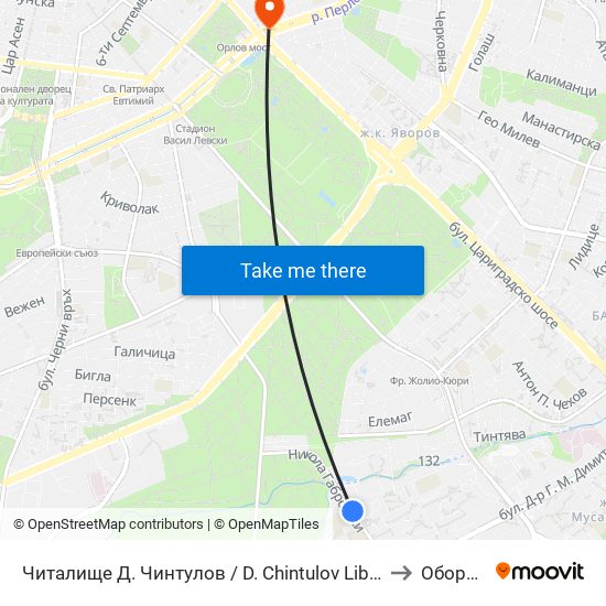 Читалище Д. Чинтулов / D. Chintulov Library (2366) to Оборище map