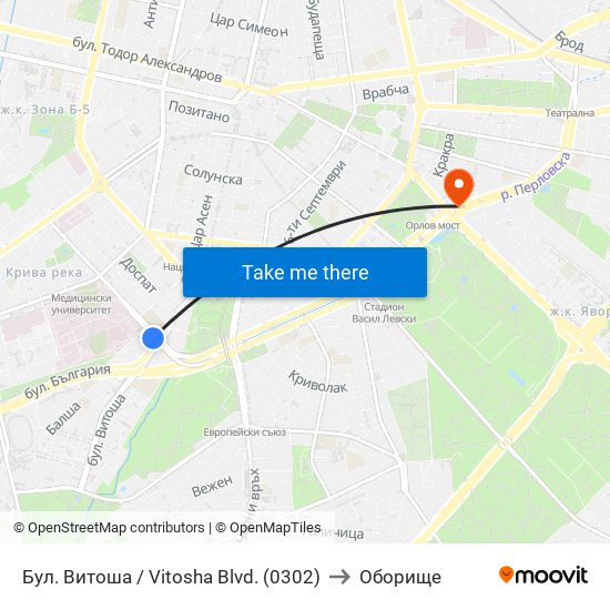 Бул. Витоша / Vitosha Blvd. (0302) to Оборище map
