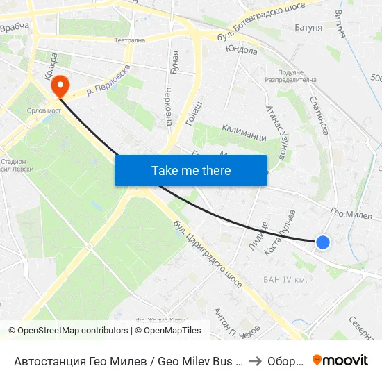 🚌 Автостанция Гео Милев / Geo Milev Bus Station (0052) to Оборище map