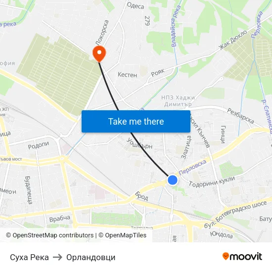 Суха Река to Орландовци map
