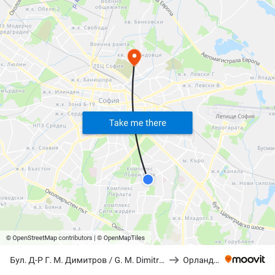 Бул. Д-Р Г. М. Димитров / G. M. Dimitrov Blvd. (0316) to Орландовци map