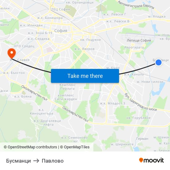 Бусманци to Павлово map